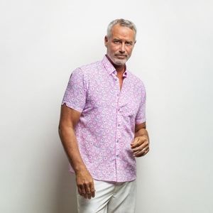 Thomas Dean Collection Men's Pink Floral Sport Shirt Size XL